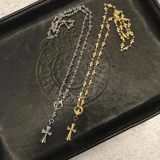Chrome Hearts Cross Pendant Necklace Star Chain with Cross Charm