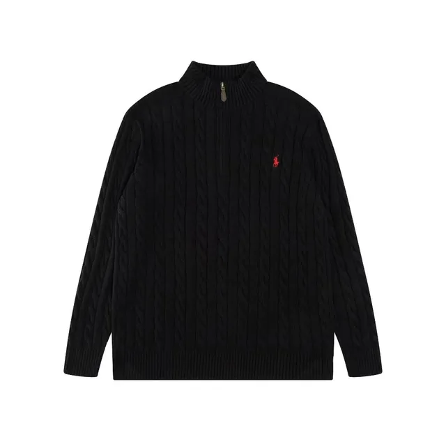 Polo Ralph Lauren Cable Knit Quarter-Zip Sweater Black