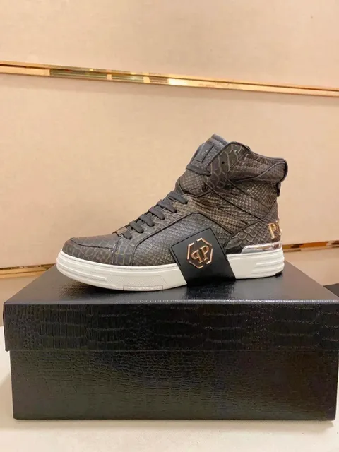 Philipp Plein High-Top Sneaker Snake Print with Gold Logo