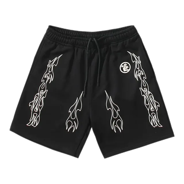 Hellstar Flame Shorts White Flame Print