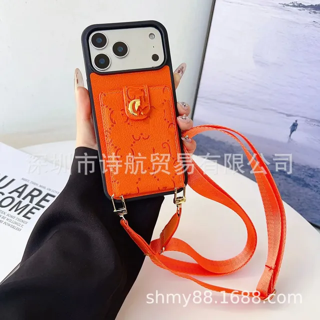 Gucci Phone Strap Case GG Embossed Orange