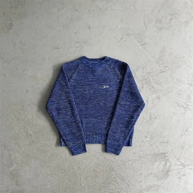 Knit Sweater Marled Blue