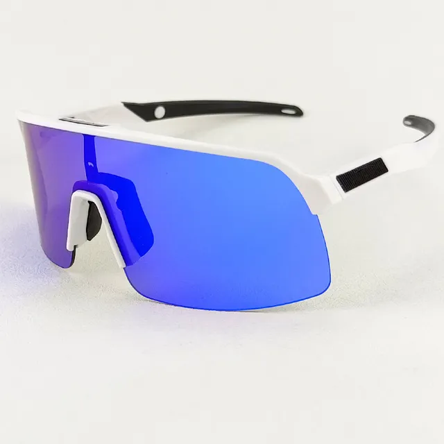White framed silver label with deep blue film