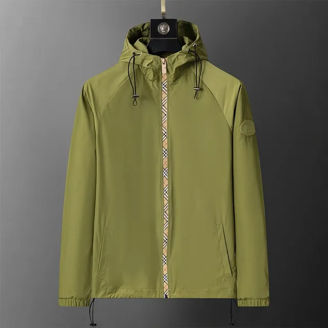 Burberry Hooded Windbreaker Jacket Checkered Zip Detail