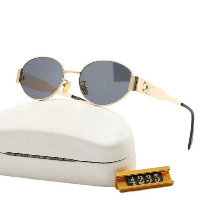 Chrome Hearts Oval Sunglasses Gold Frame Grey Lens