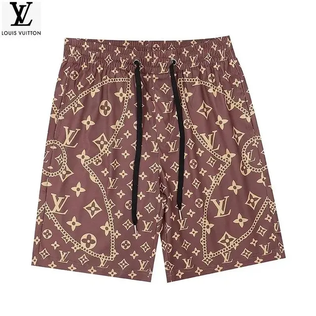 Louis Vuitton Monogram Chain Shorts Brown with Gold Monogram and Chain Print
