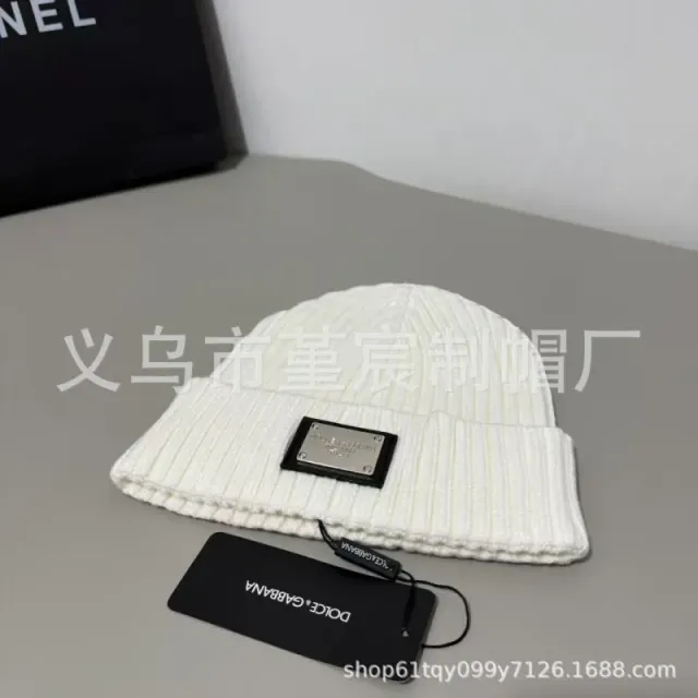 Dolce & Gabbana Ribbed Beanie Metal Logo Patch