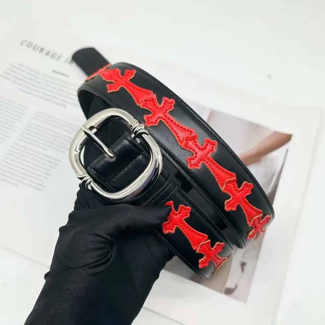 Chrome Hearts Cross Belt Red Cross Embroidery