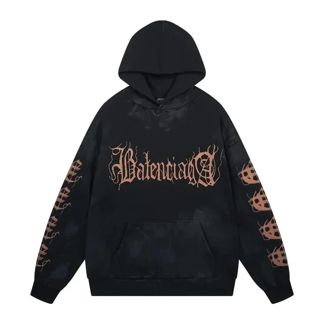 Balenciaga Hoodie Gothic Logo Print