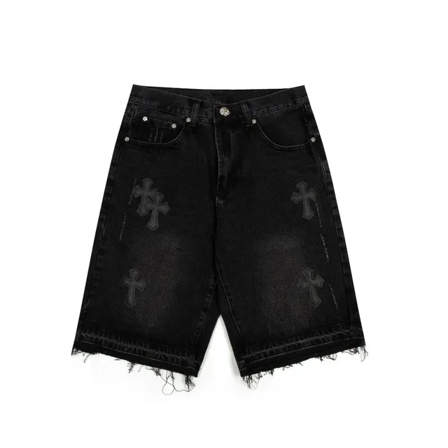 Chrome Hearts Denim Shorts Cross-Embossed