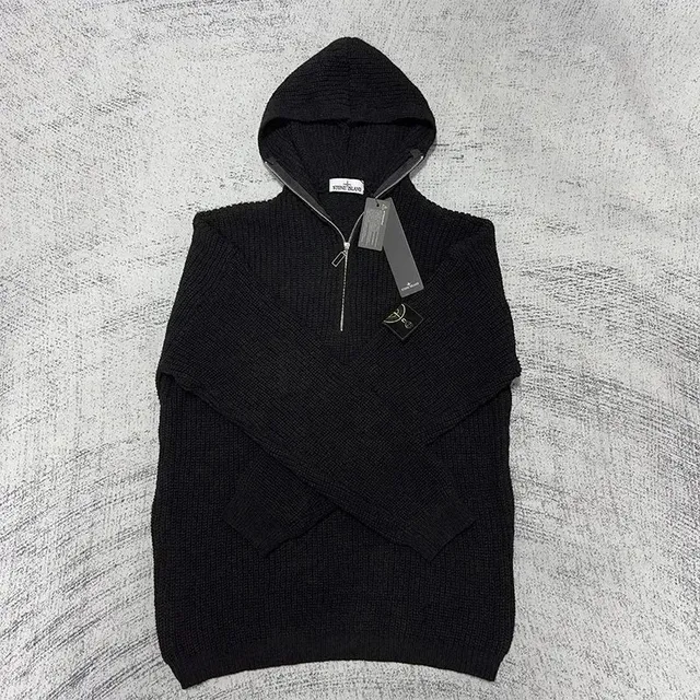 Stone Island Half-Zip Hooded Sweater Black