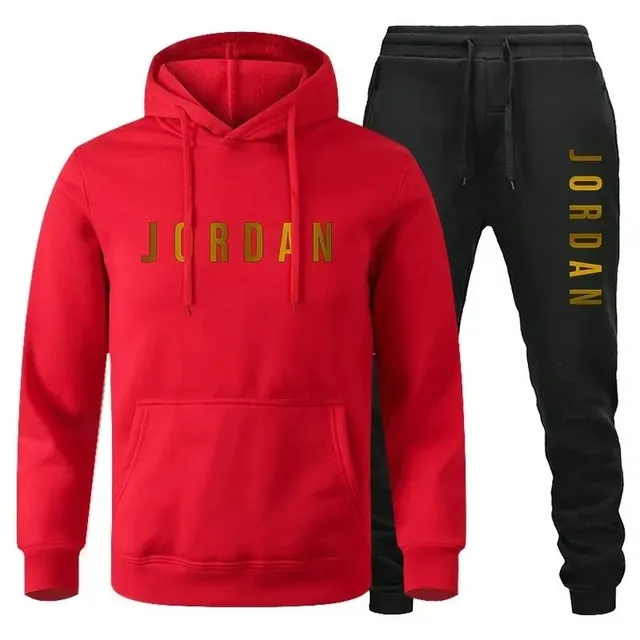 Jordan Hoodie and Joggers Set Gold Logo