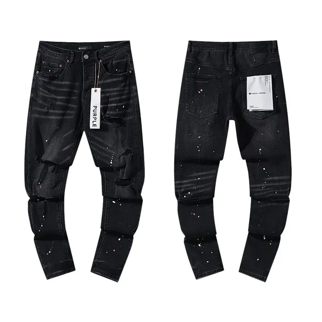 Purple Brand Distressed Jeans Paint-Splatter Ripped