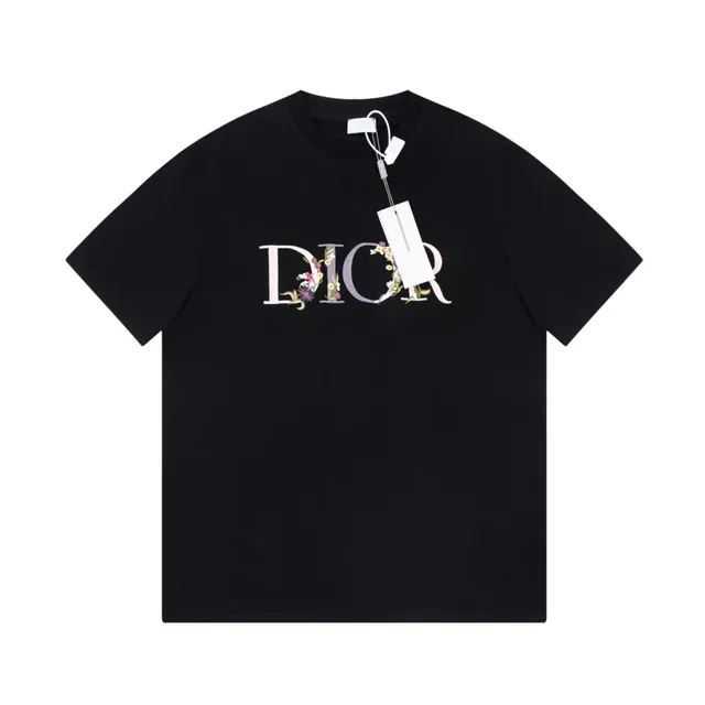 Logo T-Shirt Floral Embroidered DIOR