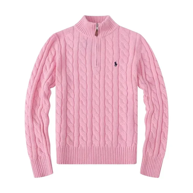 Polo Ralph Lauren Cable Knit Quarter-Zip Sweater Pink Cable Knit