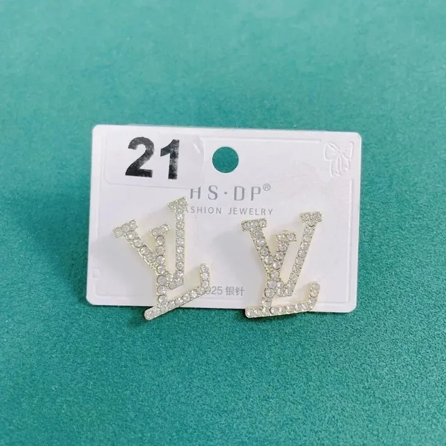 Louis Vuitton LV Logo Stud Earrings Crystal-Embellished