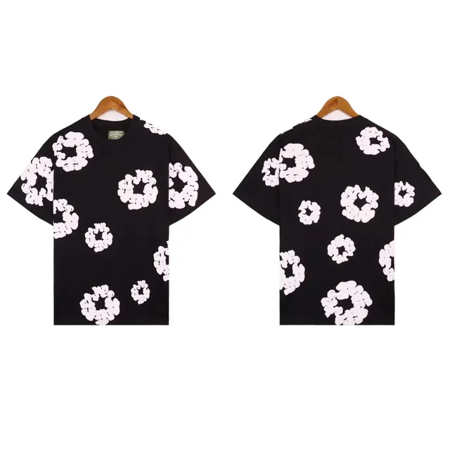 Marc Jacobs Floral Print T-Shirt All-Over White Floral on Black