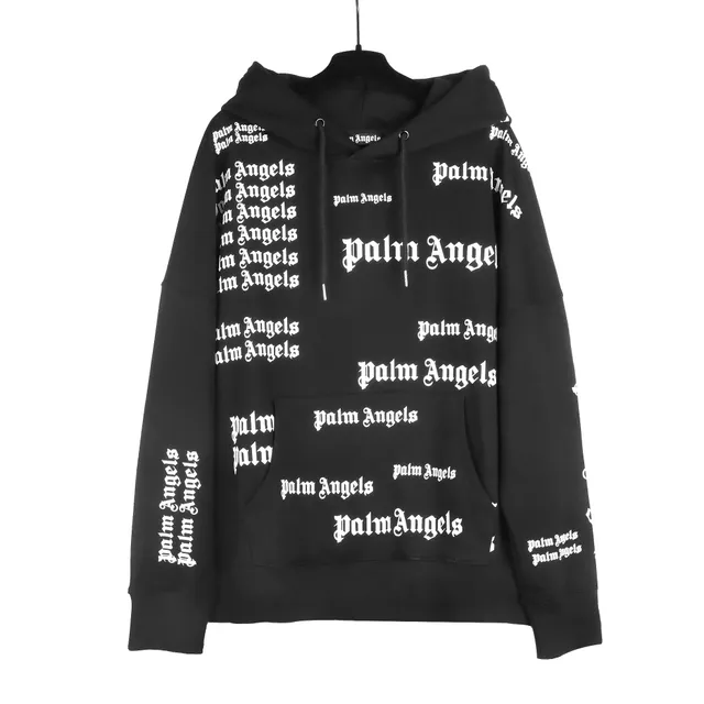 Palm Angels Hoodie All-Over Logo Print
