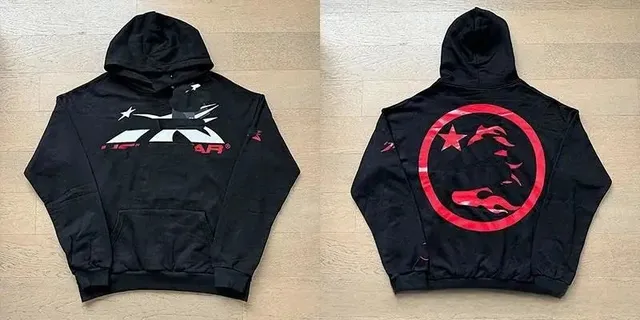 Off-White Hooded Sweatshirt Red Star Circle Graphic