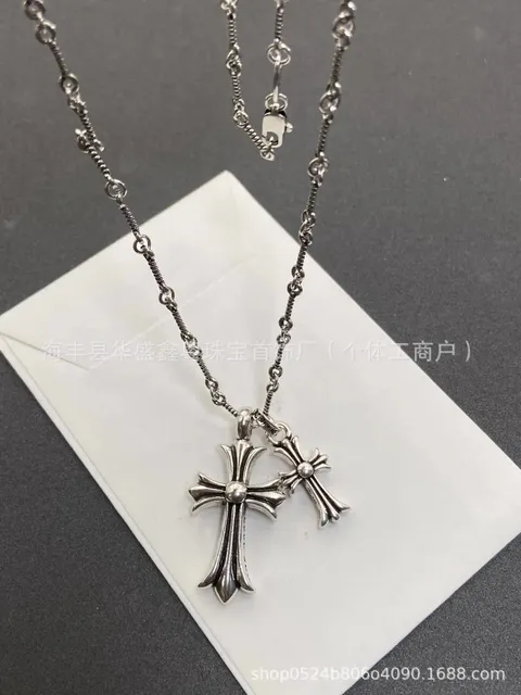 无钻双十字架项链