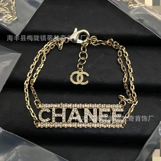 Chanel Chain Bracelet Crystal-Embellished Logo