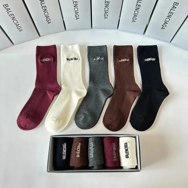 Balenciaga Logo Socks Ribbed Knit