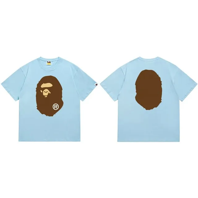 BAPE Ape Head T-Shirt Light Blue with Brown Ape Head