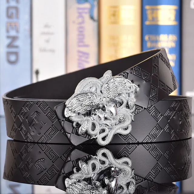 Versace Medusa Belt Embossed Greek Key