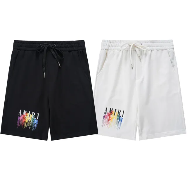 Amiri Logo Shorts Rainbow Drip Logo