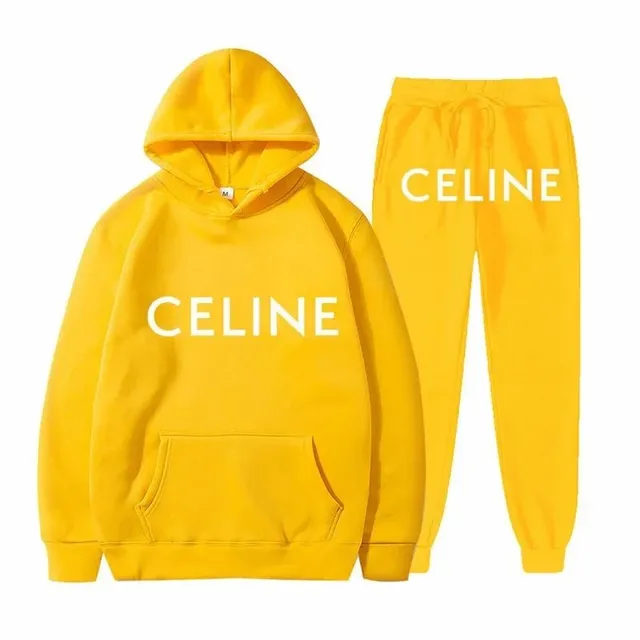 Celine Hoodie and Joggers Set Logo Print