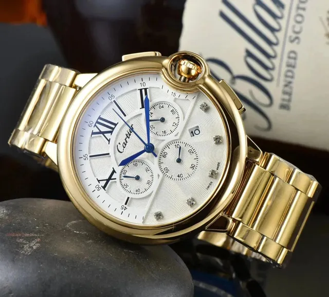 Cartier Santos Chronograph Gold Case with Diamond Hour Markers