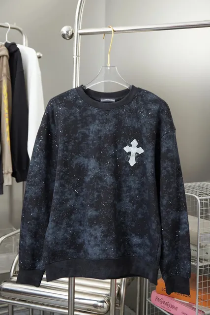 Chrome Hearts Crewneck Sweatshirt Galaxy Wash with Crystal Cross