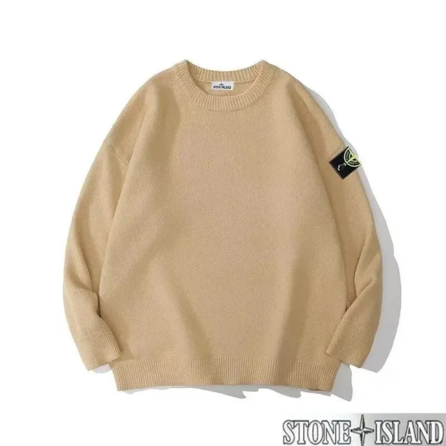Stone Island Crewneck Sweater Beige with Compass Patch
