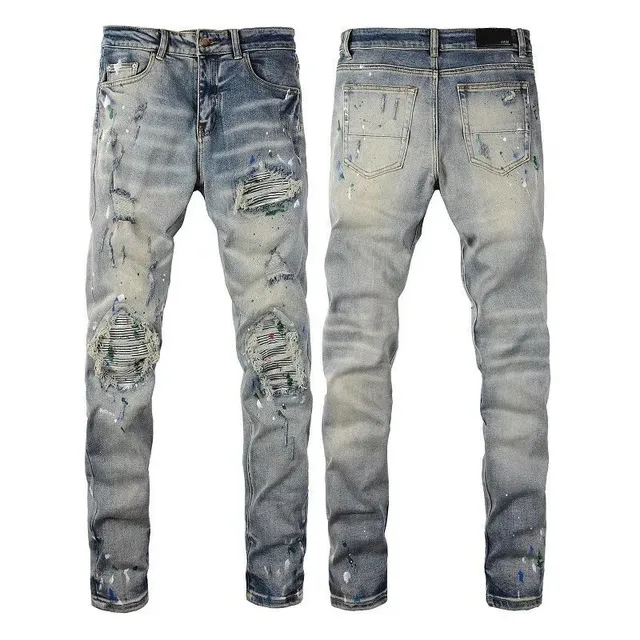 Amiri Distressed Slim Fit Jeans Paint-Splatter Wash