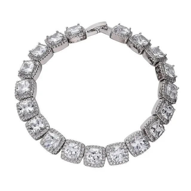 Cushion-Cut Crystal Bracelet Pave-Set