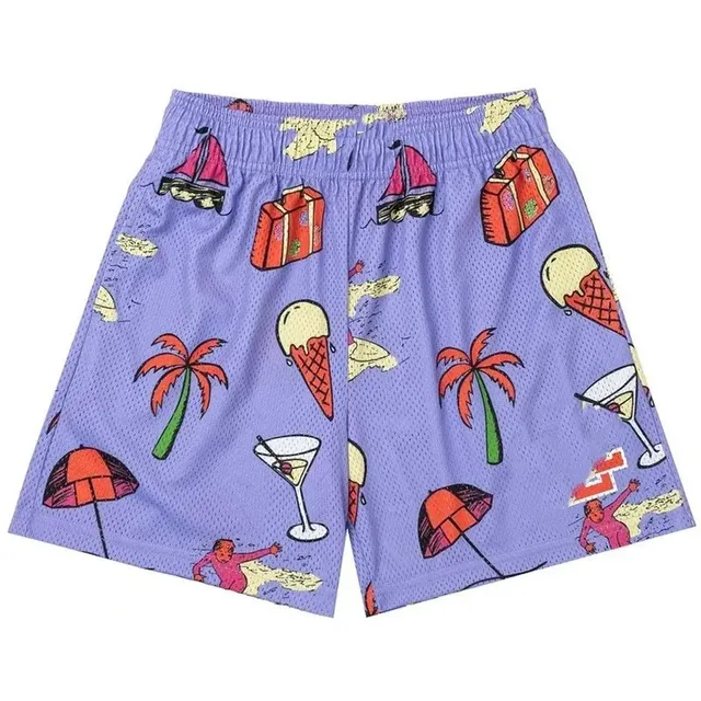 Mesh Shorts Vacation Print