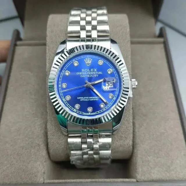Rolex Oyster Perpetual Datejust Blue Dial with Diamond Hour Markers