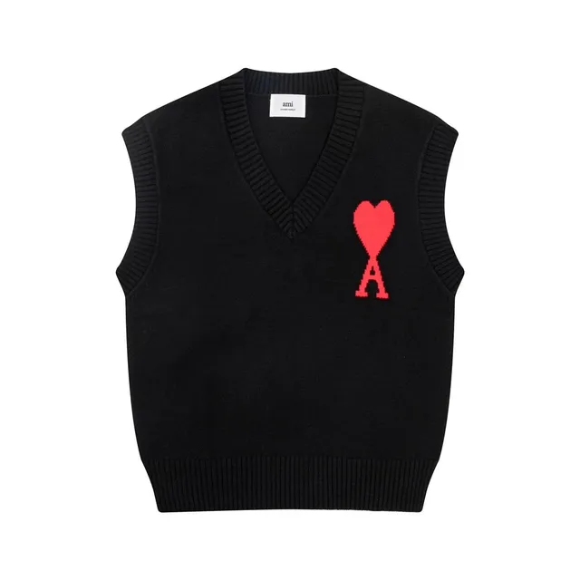 AMI Paris V-Neck Sweater Vest Heart Logo