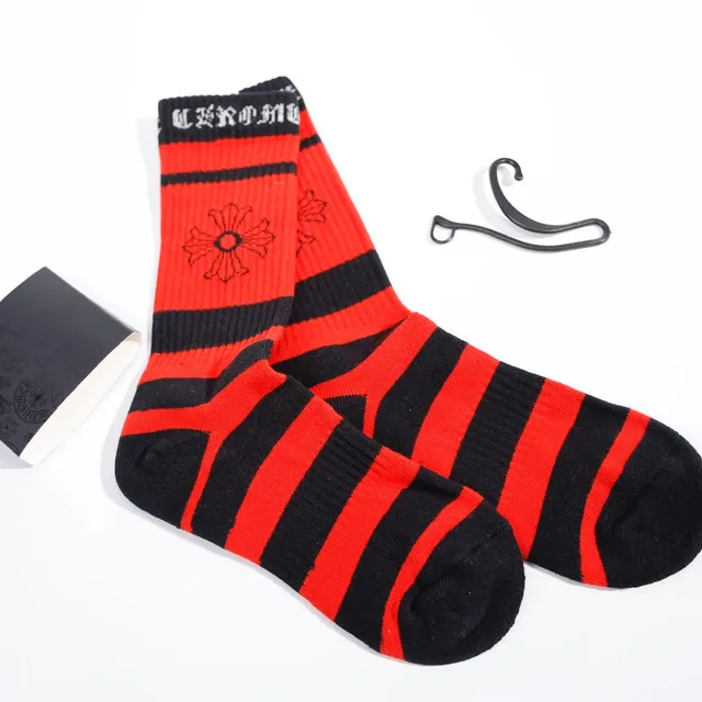 Chrome Hearts Crest Socks Striped with Cross Logo