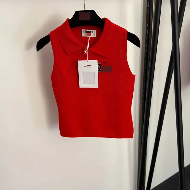 Chanel Polo Knit Top Vibrant Red