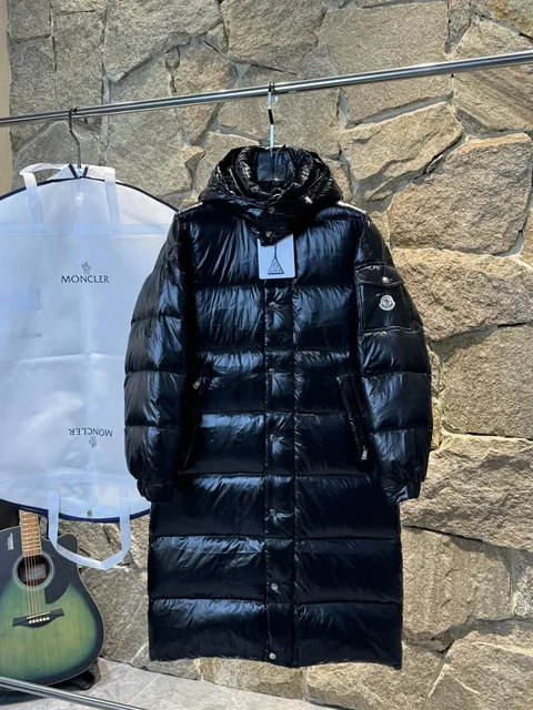 Moncler Long Puffer Coat Glossy Nylon