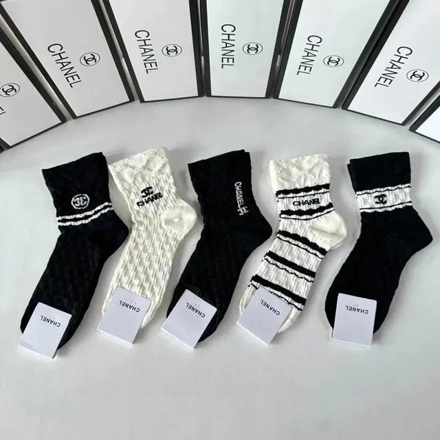 Chanel Logo Socks Cable Knit with CC Logo