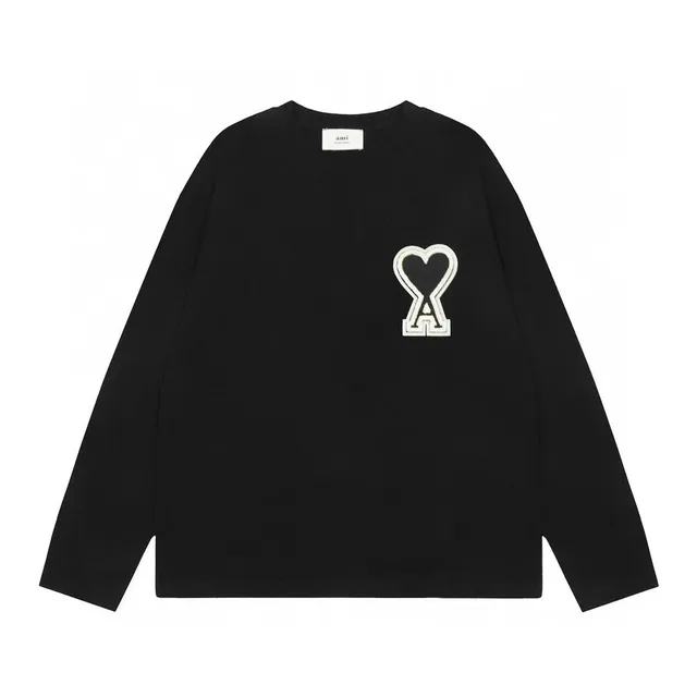 AMI Paris Long-Sleeve Tee Heart Logo Black
