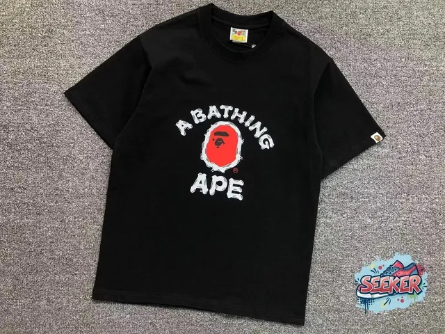 BAPE Graphic Tee Red Ape Head Arch Logo