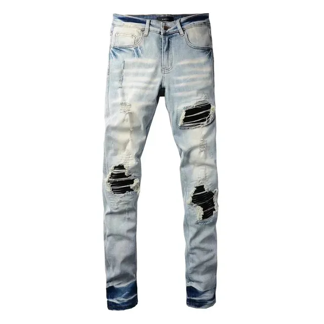 Amiri Distressed Slim Fit Jeans Bleached Ripped