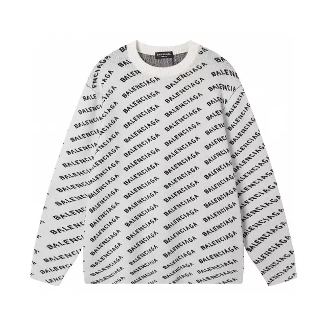 Balenciaga Logo Knit Sweater All-Over Logo