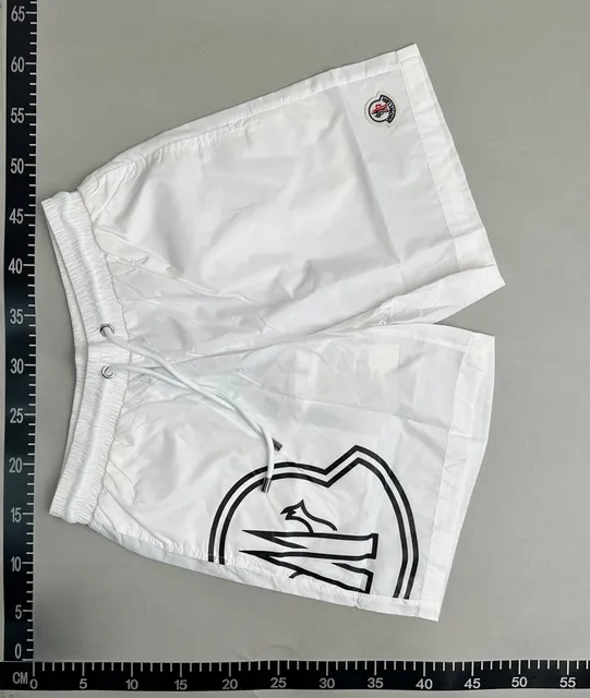 Moncler Logo-Print Swim Shorts White with Black Logo