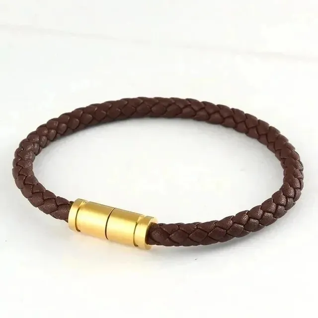 Braided Leather Bracelet Magnetic Clasp