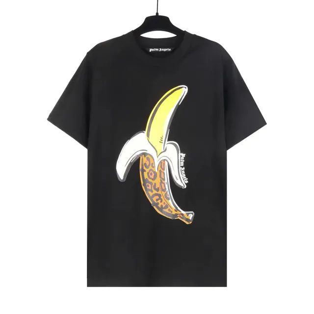 Palm Angels Banana Graphic Tee Leopard Peel Banana Print