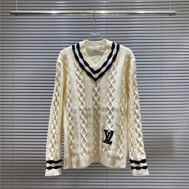 Louis Vuitton V-Neck Cable Knit Sweater Monogram Logo